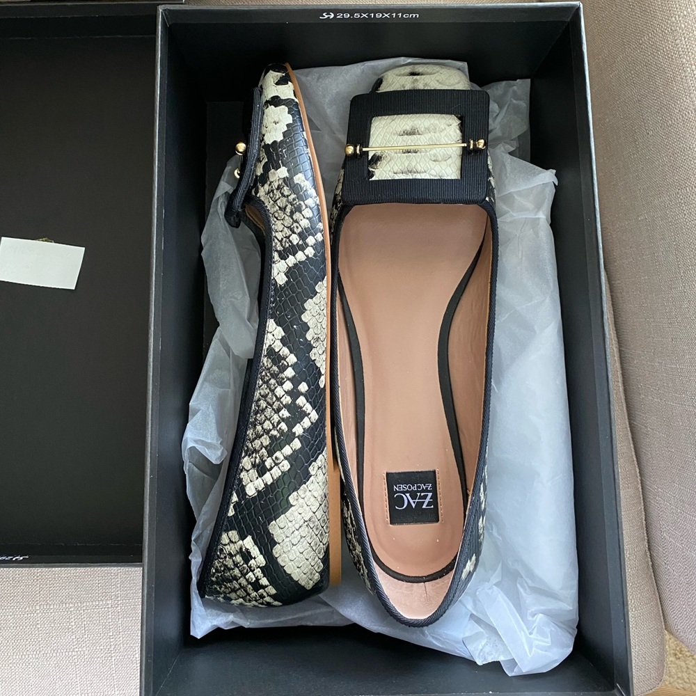 Worn Once! Zac Posen snake flats